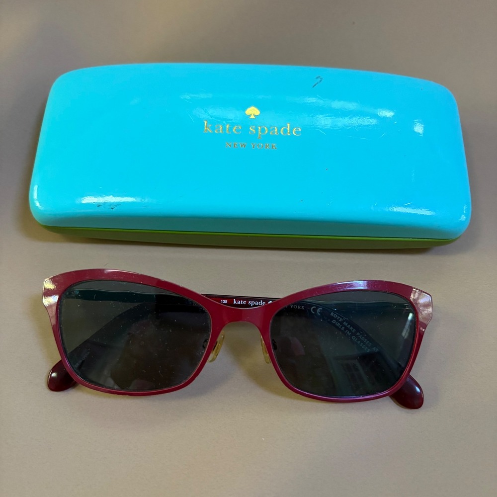 Kate Spade Melonie CZ1 135 Cat Eye Sunglasses Red Gold Bamboo‎ Case Frames Only